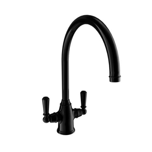 Bidbury and Co Amesbury Twin Lever Blackened Brass Monobloc Tap with Black Handles
