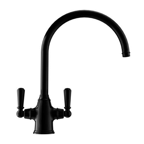 Bidbury and Co Amesbury Twin Lever Blackened Brass Monobloc Tap with Black Handles
