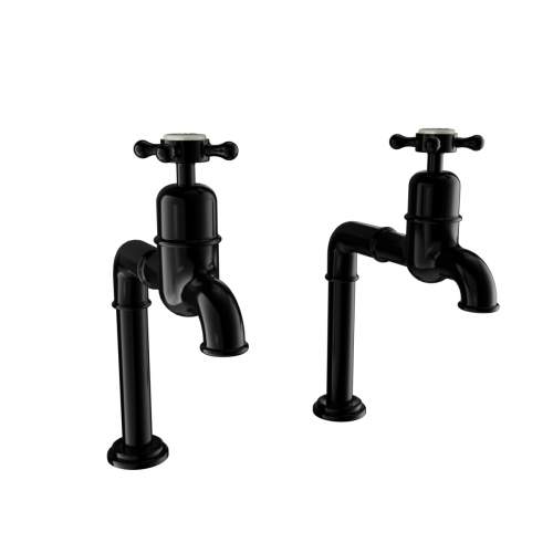 Bidbury and Co Caswell Blackened Brass Bibcock Taps with Crosshead Handles