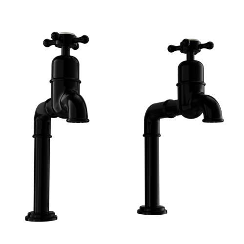 Bidbury and Co Caswell Blackened Brass Bibcock Taps with Crosshead Handles