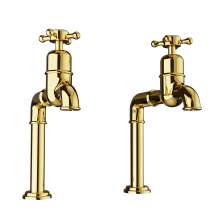 Bidbury and Co Caswell Polished Brass Bibcock Taps with Crosshead Handles