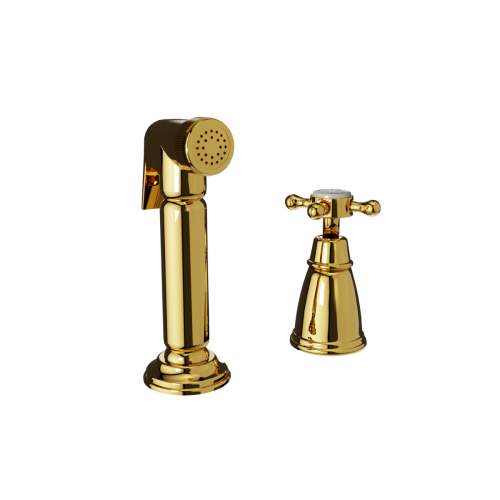 Bidbury and Co Chalford Polished Brass Independent Pull-Out Spray with Crosshead Handle