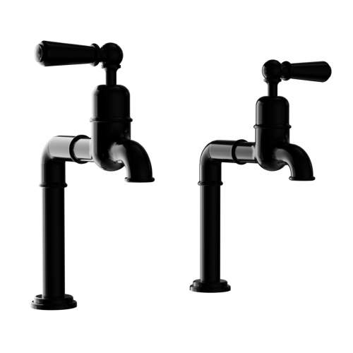 Bidbury and Co Hanford Blackened Brass Bibcock Taps with Metal Lever Handles