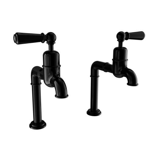 Bidbury and Co Hanford Blackened Brass Bibcock Taps with Metal Lever Handles