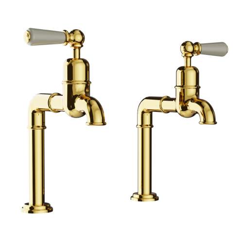 Bidbury and Co Hanford Polished Brass Bibcock Taps with Ceramic Lever Handles