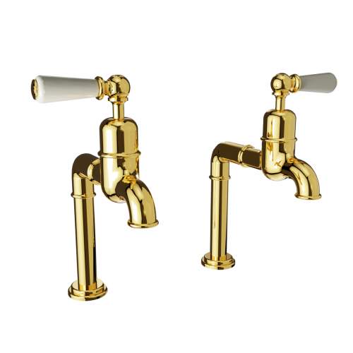 Bidbury and Co Hanford Polished Gold Bibcock Taps with Ceramic Lever Handles