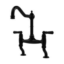 Bidbury and Co Henbury Twin Lever Blackened Brass Bridge Tap with Metal Handles