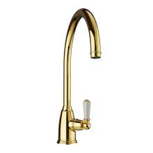 Bidbury and Co Malvern Polished Brass Single Lever Monobloc Tap with Porcelain Handles