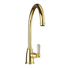 Bidbury and Co Malvern Polished Gold Single Lever Monobloc Tap with Porcelain Handles