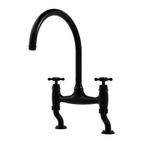 Bidbury and Co Sherborne Blackened Brass Twin Lever Bridge Tap with Crosshead Handles