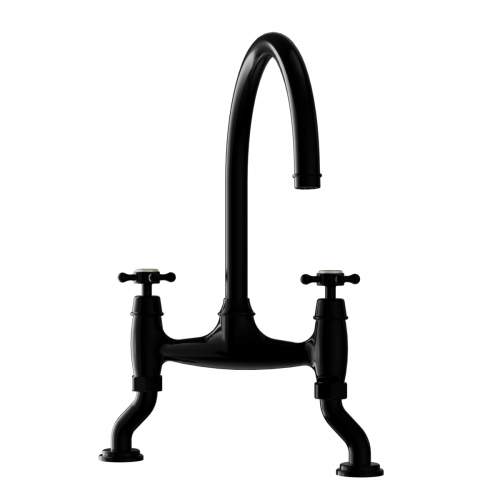 Bidbury and Co Sherborne Blackened Brass Twin Lever Bridge Tap with Crosshead Handles