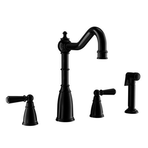 Bidbury & Co Stockwell 4 Hole Mixer Tap with Metal Lever Handles and Side Spray