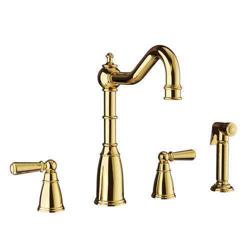 Bidbury & Co Stockwell 4 Hole Mixer Tap with Metal Lever Handles and Side Spray