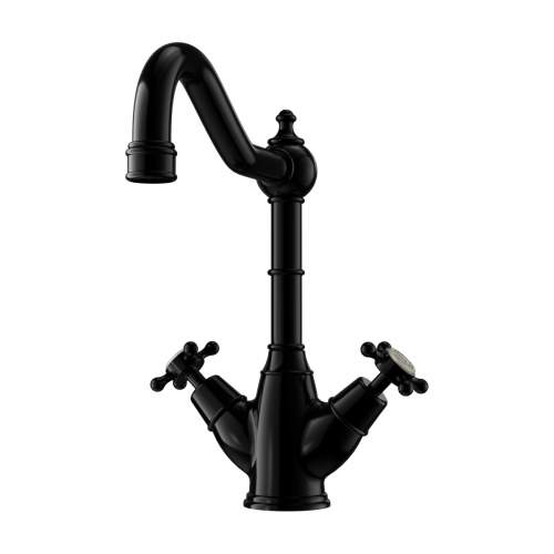 Bidbury & Co Warwick Blackened Brass Twin Lever Monobloc Tap with Crosshead Handles