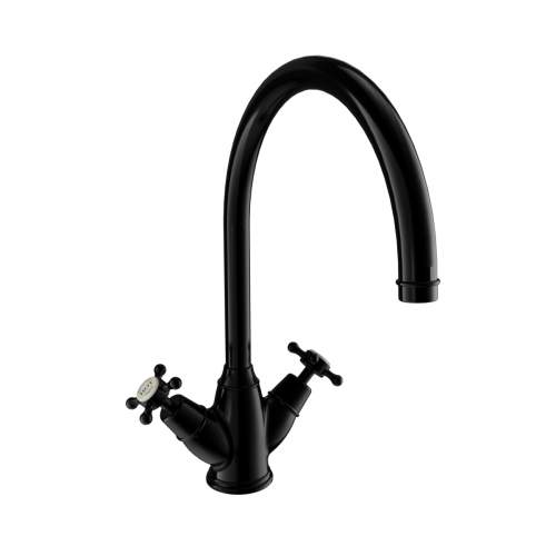 Bidbury and Co Yorkley Blackened Brass Twin Lever Monobloc Tap with Crosshead Handles