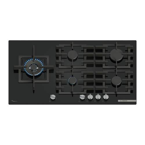 Bosch Serie 6 PPM9A6I40 90 cm Tempered Black Glass Gas Hob