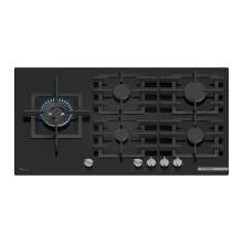 Bosch Serie 6 PPM9A6I40 90 cm Tempered Black Glass Gas Hob