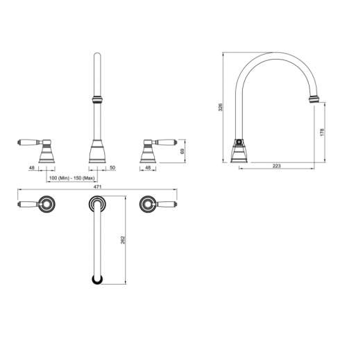 Abode Oxbury 3 Part Mixer Tap