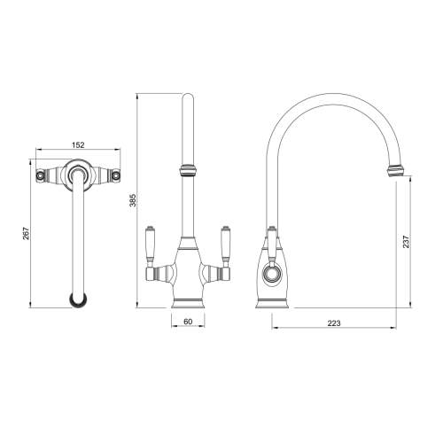 Abode Oxbury Twin Lever Monobloc Mixer Tap