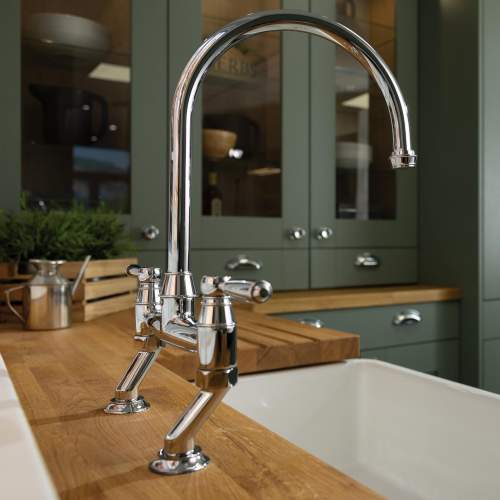 Abode Oxbury Twin Lever Bridge Mixer Tap