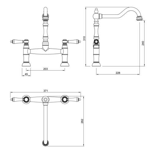 Abode Mayenne Twin Lever Bridge Mixer Tap