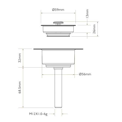 Bidbury and Co 1.5 Traditional Brass Waste