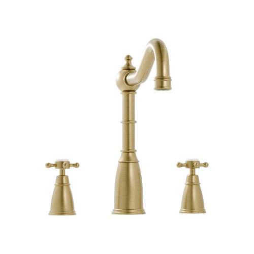 Bidbury and Co Kelston 3 Hole Kitchen Mixer with Crosshead Handles and Country Spout