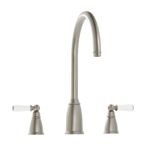 Bidbury and Co Alderton 3 Hole Kitchen Mixer with Ceramic Lever Handles and Swan Spout