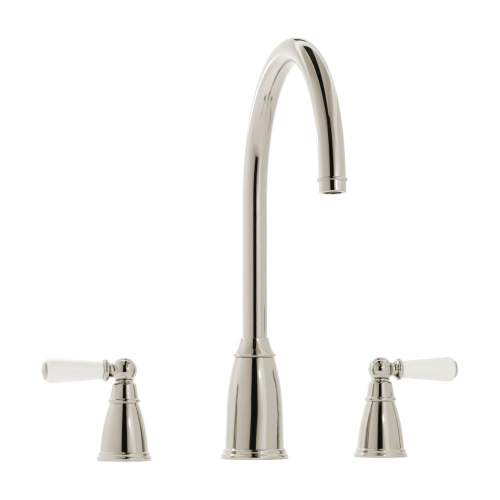 Bidbury and Co Alderton 3 Hole Kitchen Mixer with Ceramic Lever Handles and Swan Spout