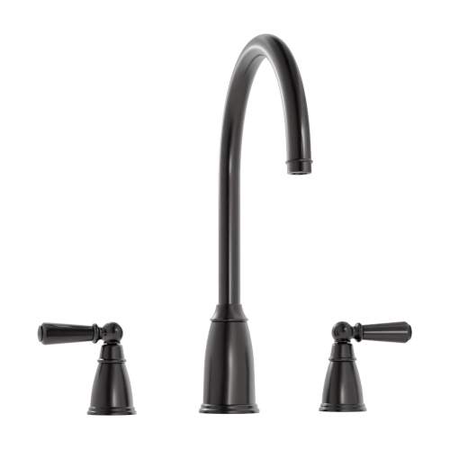 Bidbury and Co Alderton 3 Hole Kitchen Mixer with Ceramic Lever Handles and Swan Spout