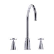 Bidbury and Co Ebley 3 Hole Kitchen Mixer with Crosshead Handles and Swan Spout