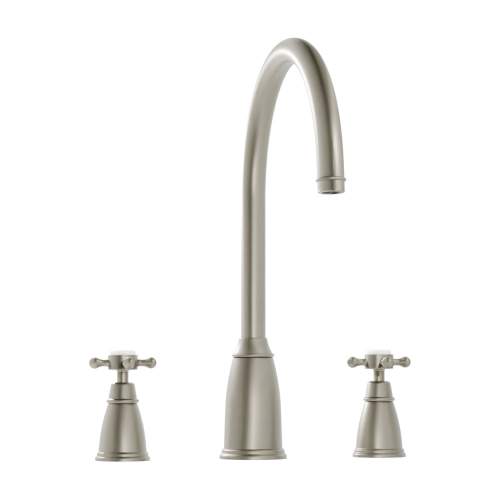Bidbury and Co Ebley 3 Hole Kitchen Mixer with Crosshead Handles and Swan Spout