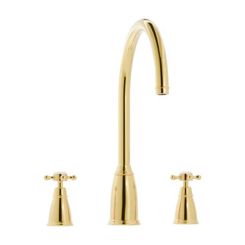 Bidbury and Co Ebley 3 Hole Kitchen Mixer with Crosshead Handles and Swan Spout