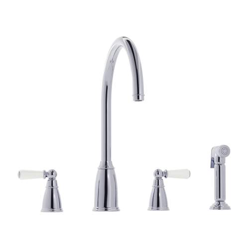Bidbury and Co Hannington 4 Hole Kitchen Mixer with Ceramic Lever Handles and Swan Spout