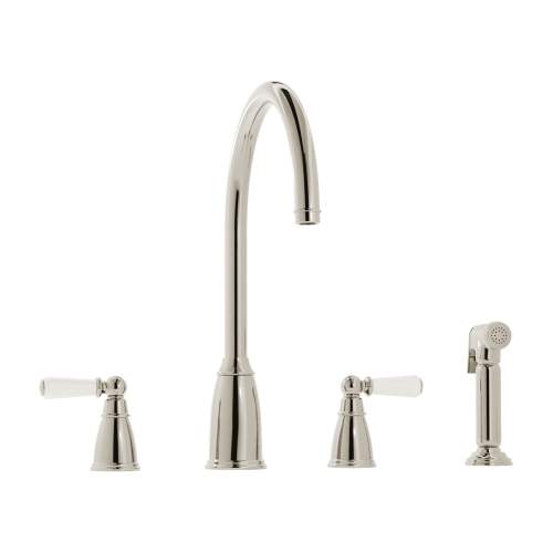 Bidbury and Co Hannington 4 Hole Kitchen Mixer with Ceramic Lever Handles and Swan Spout