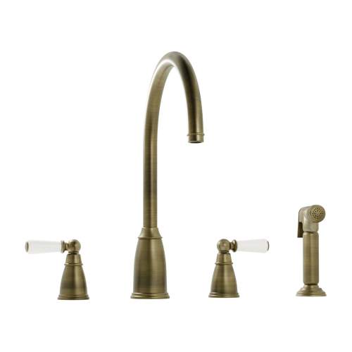 Bidbury and Co Hannington 4 Hole Kitchen Mixer with Ceramic Lever Handles and Swan Spout