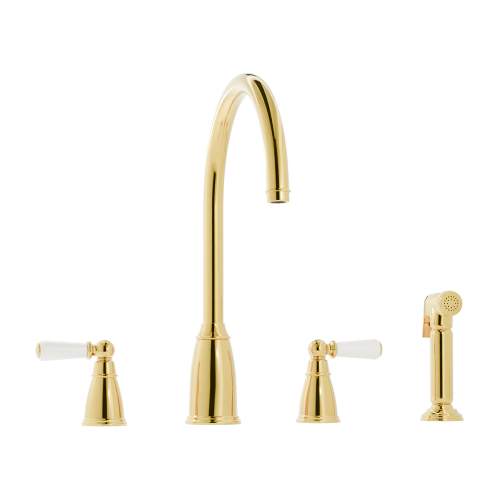 Bidbury and Co Hannington 4 Hole Kitchen Mixer with Ceramic Lever Handles and Swan Spout