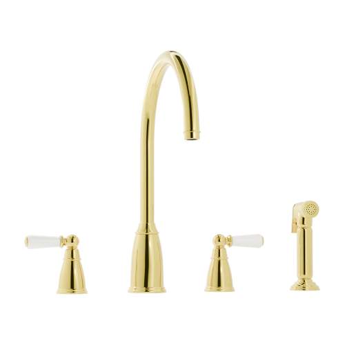 Bidbury and Co Hannington 4 Hole Kitchen Mixer with Ceramic Lever Handles and Swan Spout