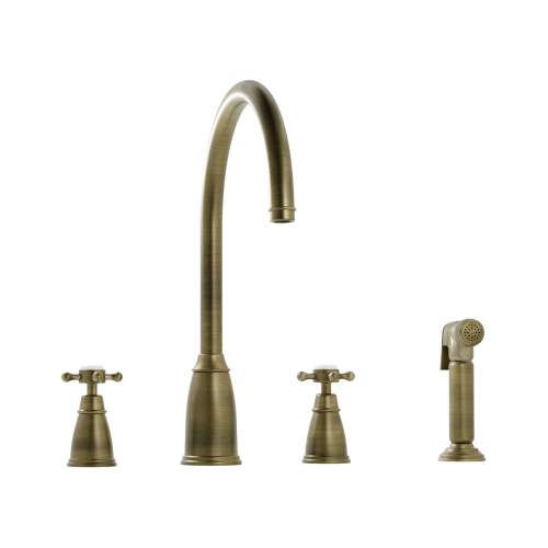 Bidbury and Co Ebrington 4 Hole Kitchen Mixer with Crosshead Handles and Swan Spout