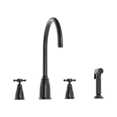 Bidbury and Co Ebrington 4 Hole Kitchen Mixer with Crosshead Handles and Swan Spout