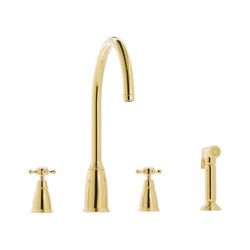 Bidbury and Co Ebrington 4 Hole Kitchen Mixer with Crosshead Handles and Swan Spout