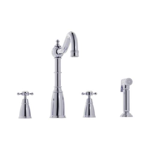 Bidbury and Co Georgeton 4 Hole Kitchen Mixer with Crosshead Handles and Country Spout