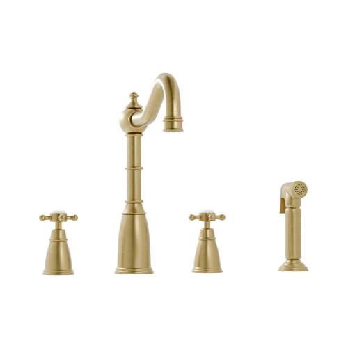 Bidbury and Co Georgeton 4 Hole Kitchen Mixer with Crosshead Handles and Country Spout