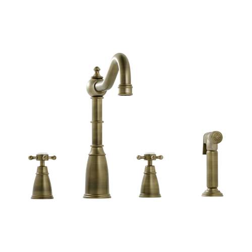 Bidbury and Co Georgeton 4 Hole Kitchen Mixer with Crosshead Handles and Country Spout