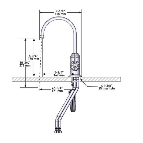 Perrin and Rowe 1844 Southbank Mini Instant Hot Water and Cold Filtration Tap