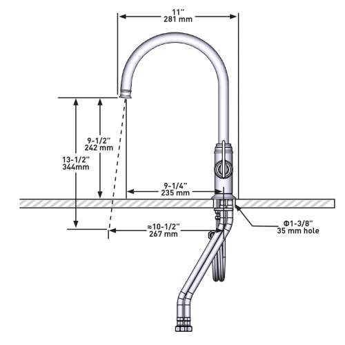 Perrin and Rowe 4908 Southbank Monobloc Kitchen Mixer Tap