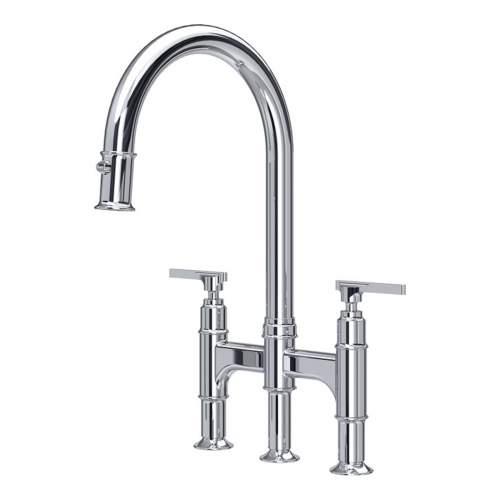 Perrin and Rowe 4956 Southbank Twin Lever Bridge Kitchen Mixer Tap with Pull Out Spray