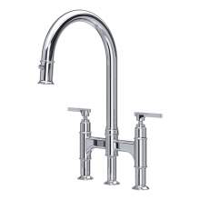 Perrin and Rowe 4956 Southbank Twin Lever Bridge Kitchen Mixer Tap with Pull Out Spray