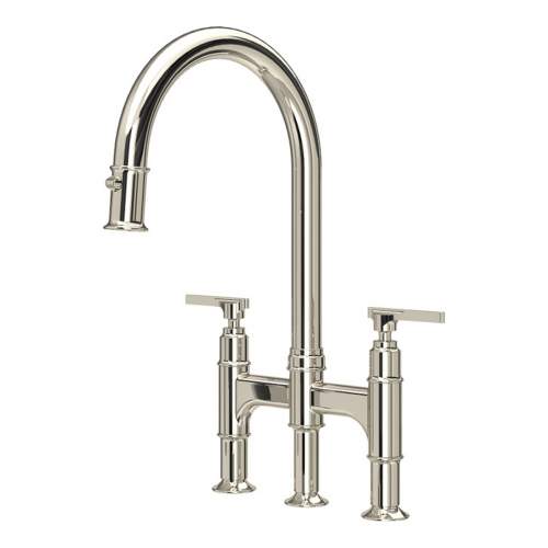 Perrin and Rowe 4956 Southbank Twin Lever Bridge Kitchen Mixer Tap with Pull Out Spray