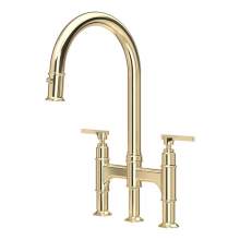 Perrin and Rowe 4956 Southbank Twin Lever Bridge Kitchen Mixer Tap with Pull Out Spray